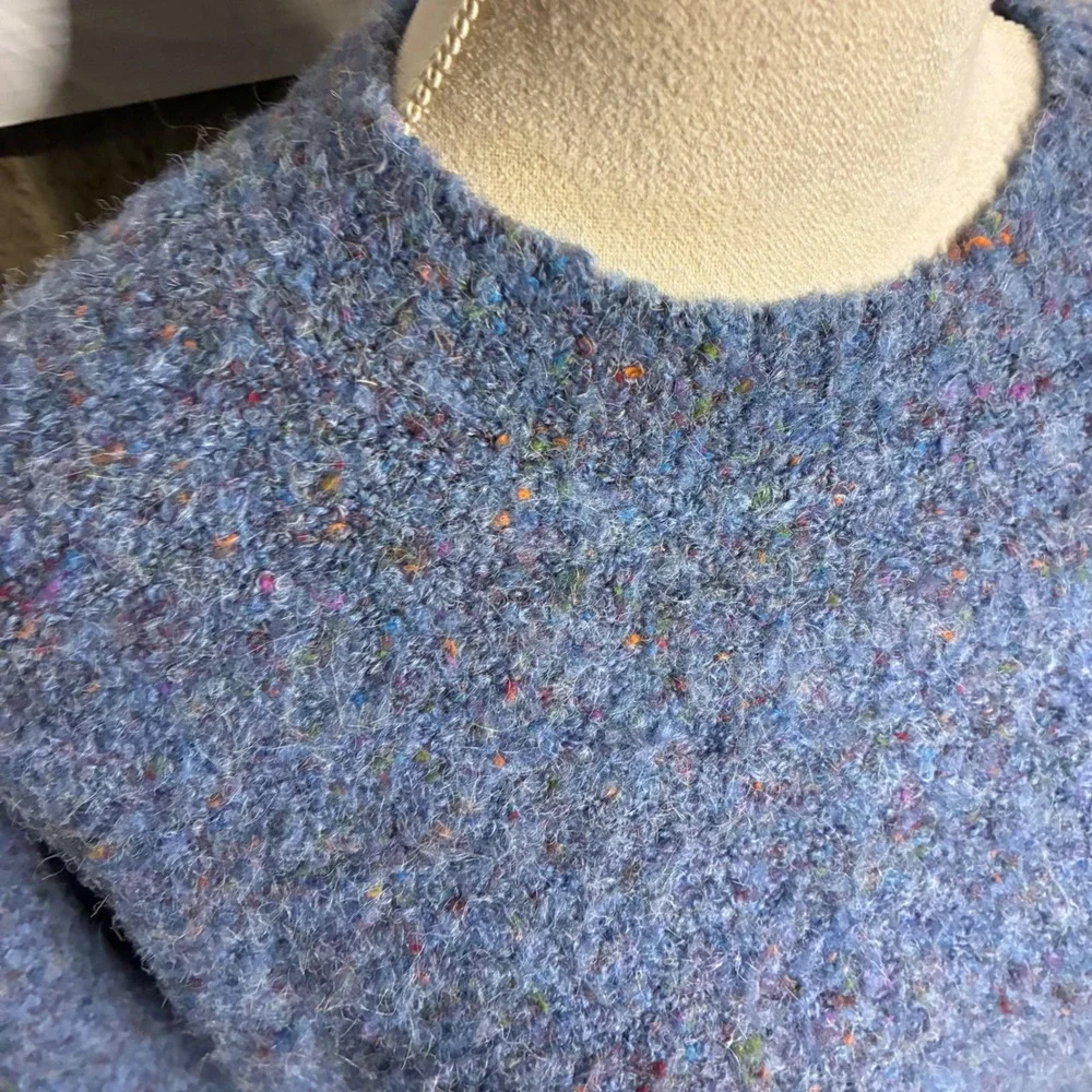 BB DAKOTA Blue Multi‎ Color Fleck Fuzzy Knit Crew Neck Sweater XS